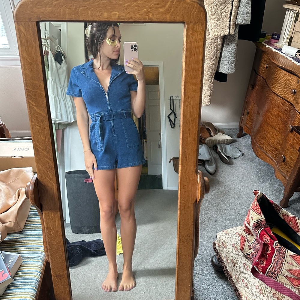 jean material jumper/romper